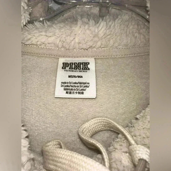 Victoria's Secret Pink Everyday Lounge Campus Pullover Hoodie Color Ivory Medium - Picture 3 of 8